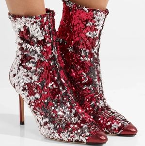 JIMMY CHOO Ricky 85 metallic Sock Boots 39 Sequin